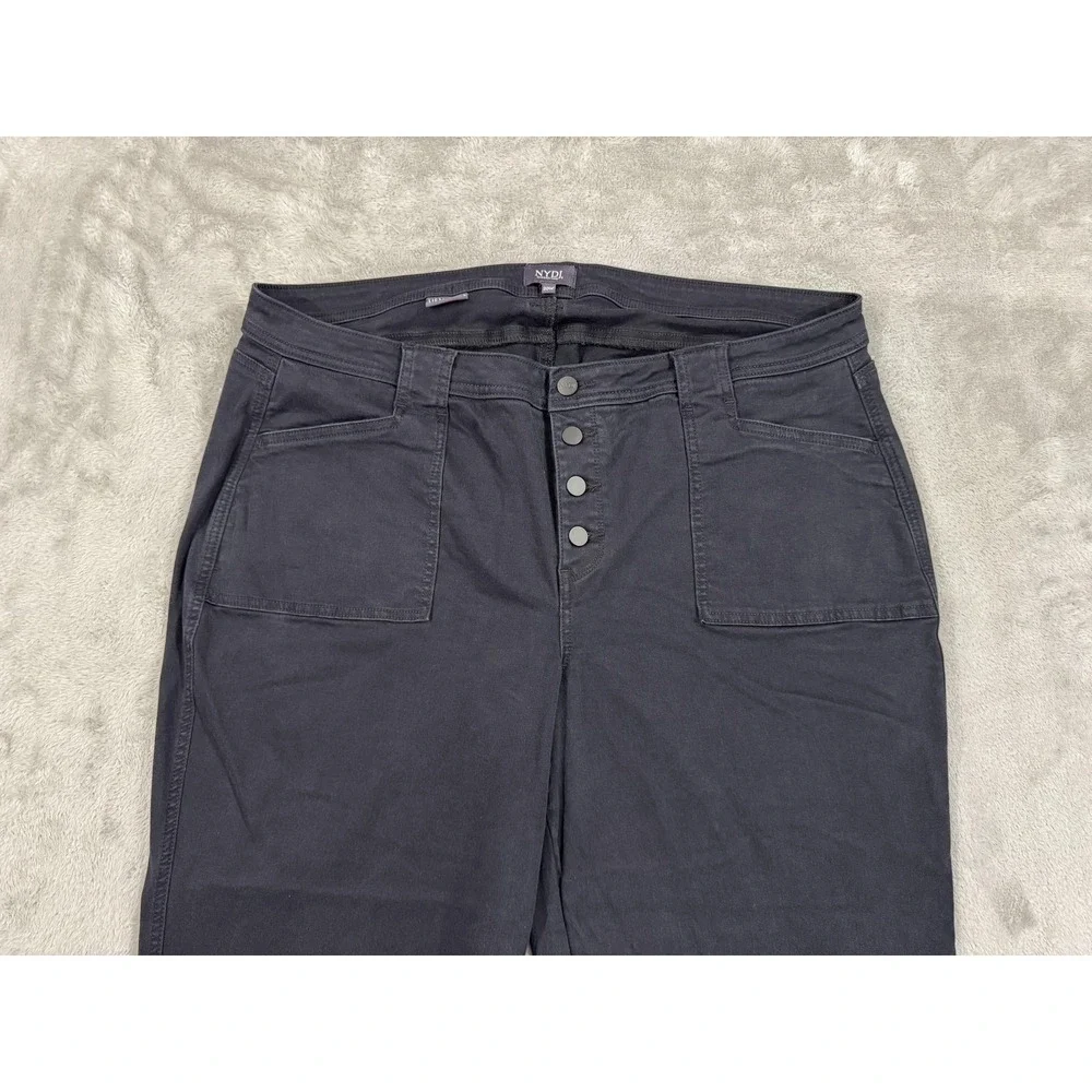 NYDJ Jeans Womens 20W‎ Black Lift Tuck Technology Wide Leg Button Fly Cropped